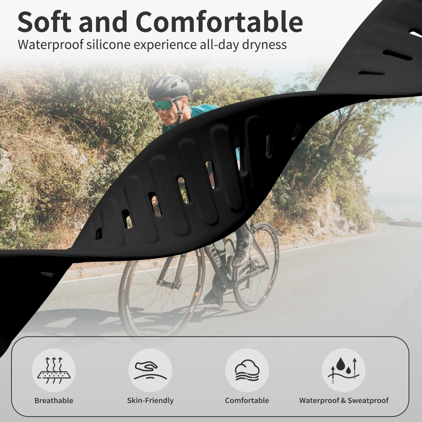 Zspoly Silicone Sport Band Compatible with Whoop 5.0 Bands One, Peak and Life,Soft Comfort Durable Replacement Wristbands Compatible with Whoop 5.0 Silicone Bands