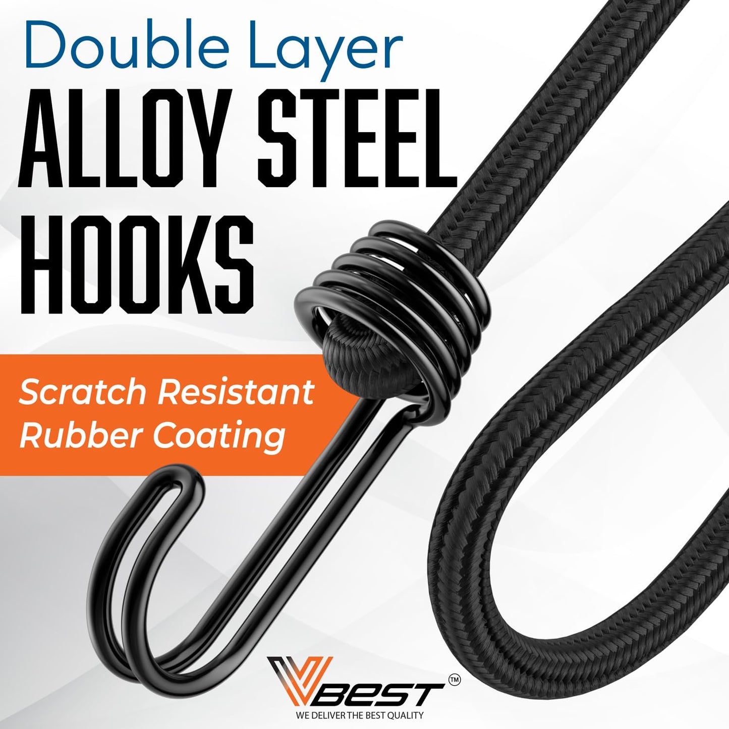 VBEST 24 Inch Bungee Cords with Hooks - 12 Piece Black Bungee Cords Heavy Duty Outdoor 2 ft