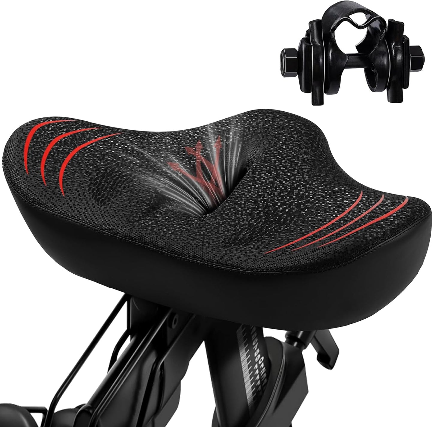 Skiennix Oversize Bike Seat - Extra Wide Noseless Cushion for Ultimate Comfort | Waterproof Memory Foam for Peloton & E-Bikes
