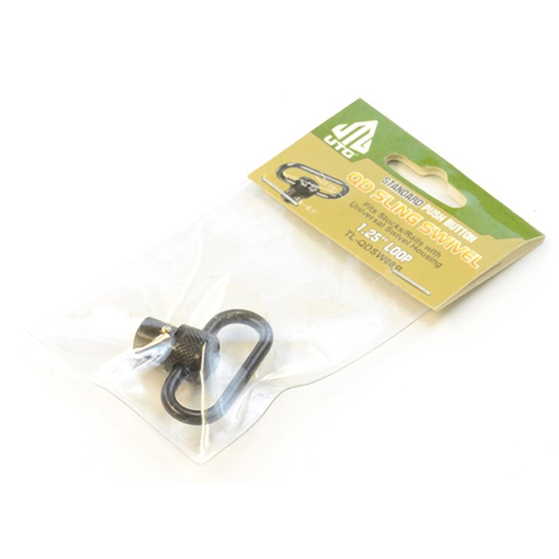 UTG Standard Duty Push Button QD Sling Swivel, 1.25" Loop Black