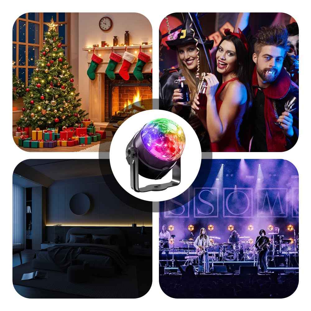 Yiixuyo - 3-Pack Sound Activated Party Lights with Remote Control Dj Lighting, Disco Ball Light Projected Effect Dancing Lights, Strobe Lamp for Parties Supplies Birthday Christmas Bar KTV Decorations