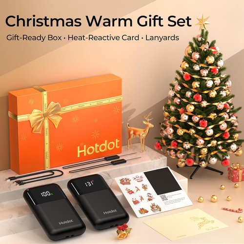 Hotdot Rechargeable Hand Warmers - 4 Heat Levels (104–131°F) with Real-Time Temp Display | Portable & Fast Heating