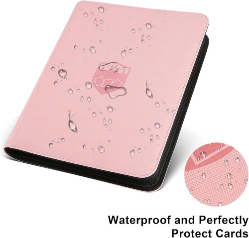 GERMUN Trading Card Binder - 9 Pocket Premium Card Holder for 360 Cards | Double-Sided Album (Pink)