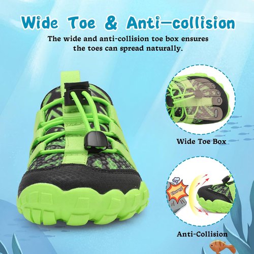 LeIsfIt Kids Water Shoes Boys Girls Wide Barefoot Swim Shoes Quick Dry Aqua Socks with Non-Slip Sole for Beach Pool Surf Hiking
