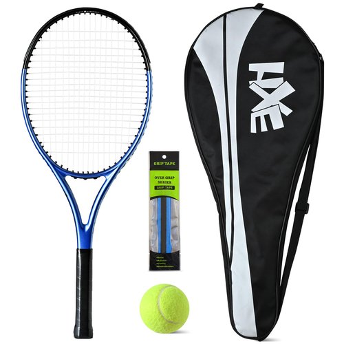 HXE Tennis Rackets, Pre-Strung 27 Inch Carbon Fiber Adult Tennis Racquet with Ball, Overgrip and Carry Bag