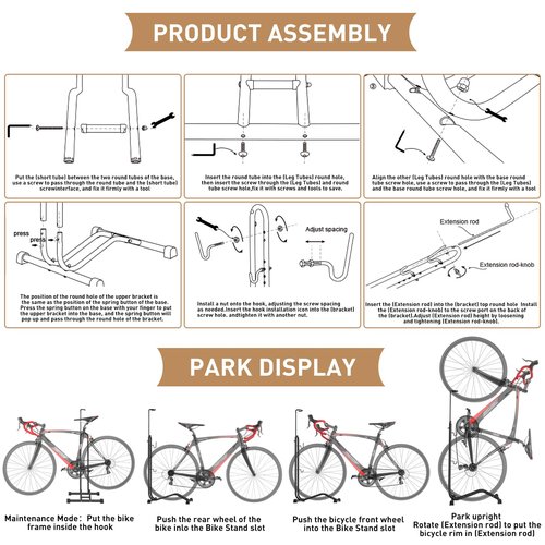 BALINGE Bike Parking Stand,Bike Floor Stand Parking Rack，Bike Rack Bicycle Floor Parking Stand, Bike Storage Holder for Garage,Indoor & Outdoor，Mountain & Road Bikes，2 Pack