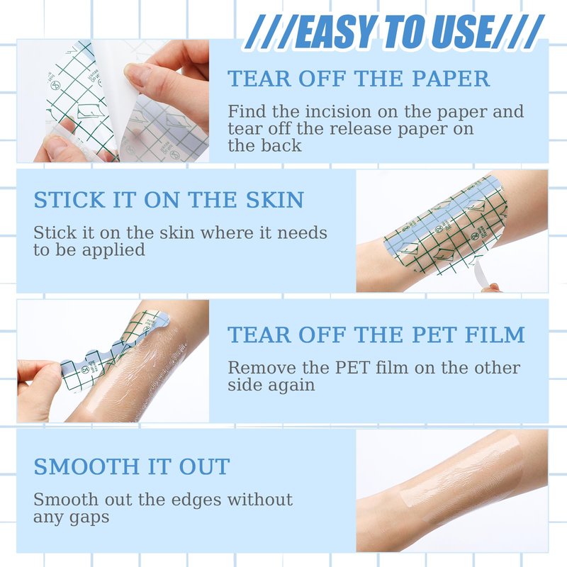 Nuanchu 100 Pieces Waterproof Bandage Adhesive Protective Transparent Clear Bandages Tape for Tattoos(4 x 5 Inch)