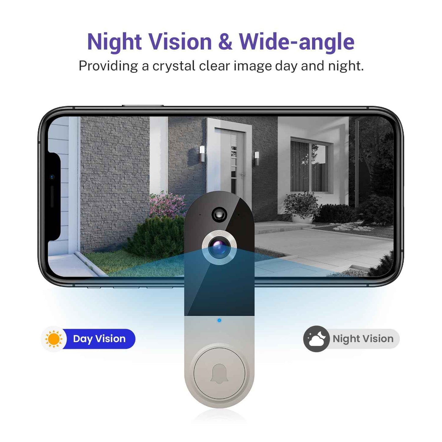 1080P Video Doorbell Camera Wireless, Cloud Storage, Live View, 2-Way Talk, Night Vision, 2.4Ghz WiFi Only, Indoor Surveillance, Real-Time Alert (Linen)