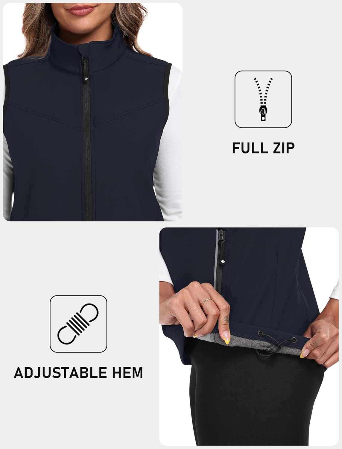 MoFiz Women's Softshell Vest - Windproof Fleece Lined Insulated Jacket | Lightweight Full Zip Running Design