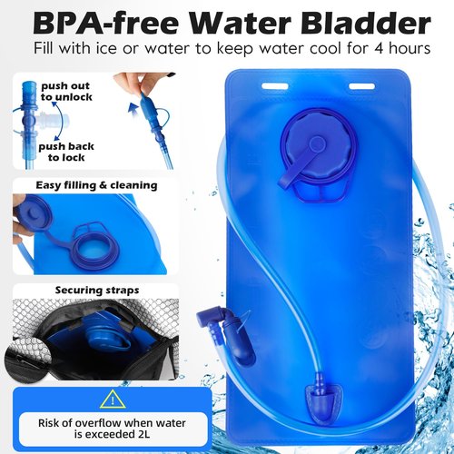 2 Pack Hydration Backpack Pack with 2L Hydration Bladder, ACVCY Lightweight Breathable Water Backpack with 3 Layer Pockets, Reinforced Shoulder Straps for Hiking Running Cycling Music Festivals