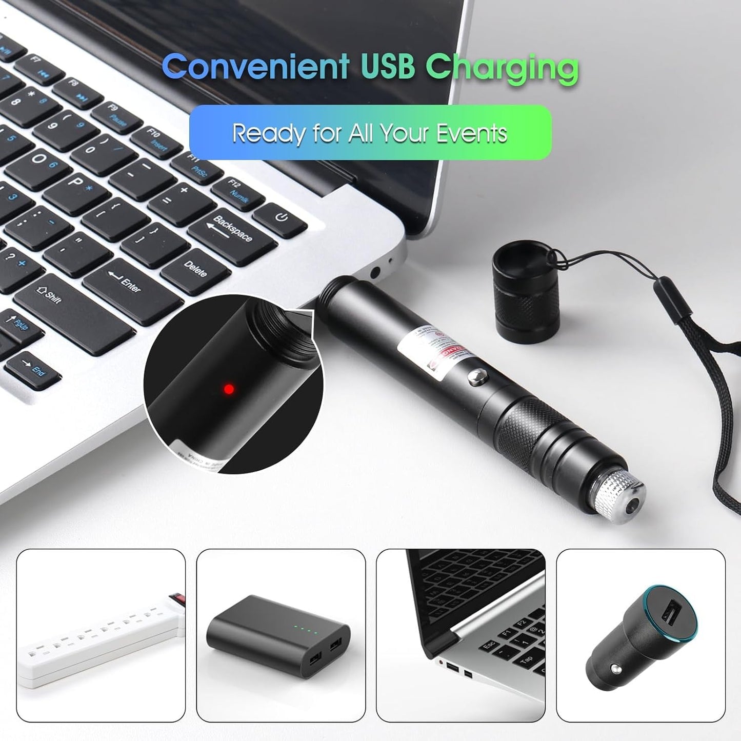 Advanced Long-Range Laser Pointer High Power - Rechargeable Green Laser Pointer with Removable Star Cap - Versatile Laser Pen for Astronomy Construction Presentations and Outdoor Adventures
