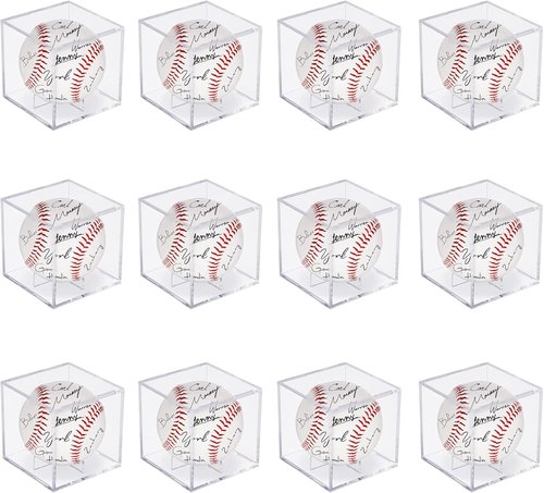 Baseball Display Case | 12-Pack Acrylic Cube - UV Protected Holder for Autographed Sports Memorabilia