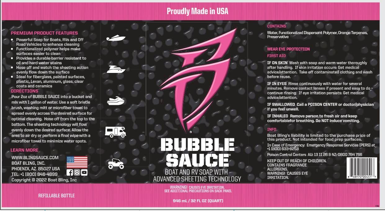 Bubble Sauce | Advanced Sheeting Boat & RV Soap - Ideal for Fiberglass, Painted Surfaces, 32 oz.