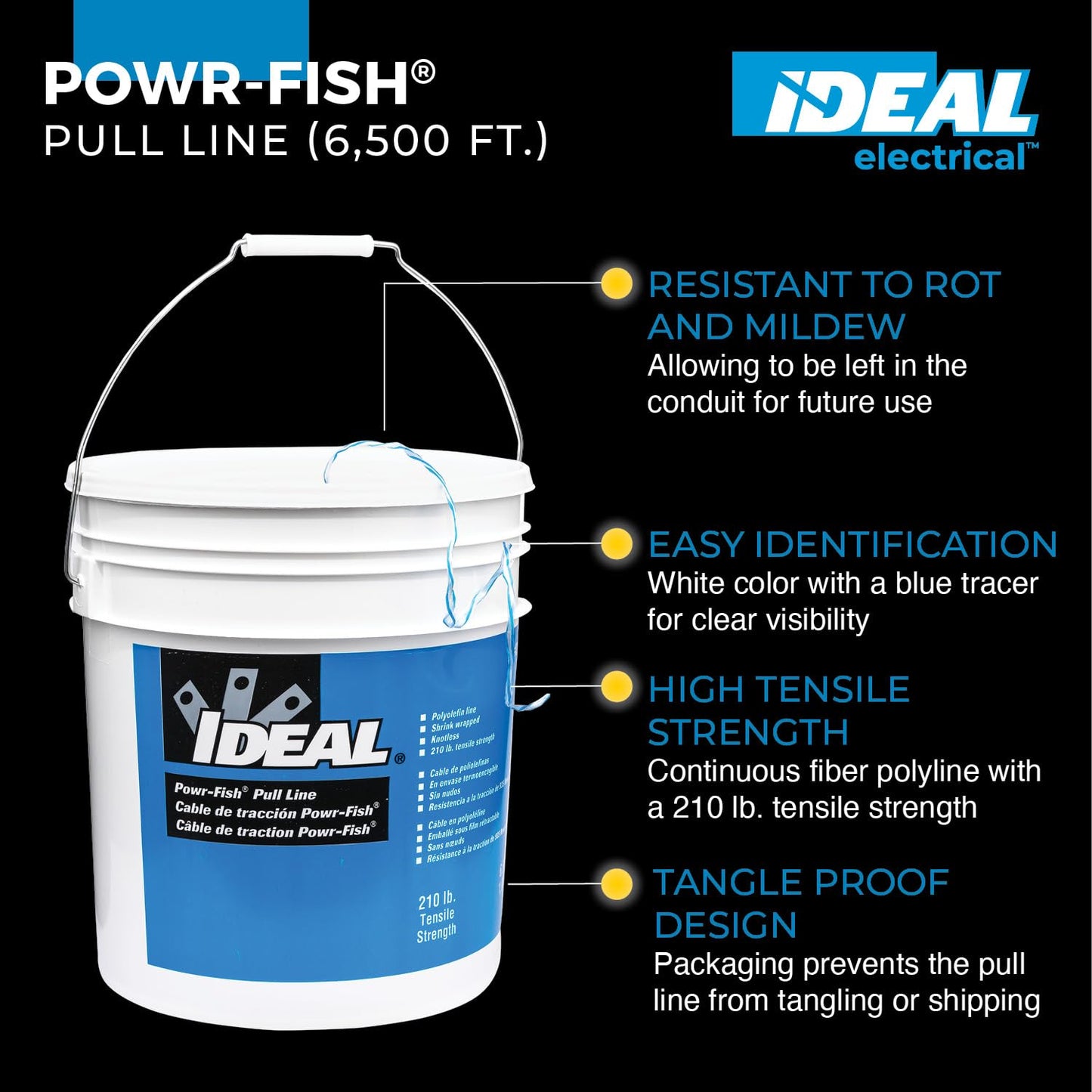 IDEAL Electrical 31-340 Powr-Fish Pull-Line 6,500 ft. Bucket
