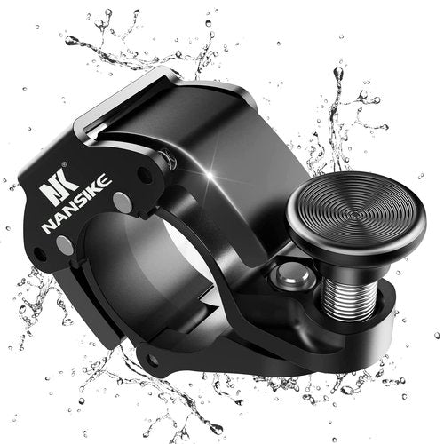 NANSIKE Black Bicycle Bell, Innovative Aluminium Mini Bell Bicycle Handlebar Bell 100 dB Bell, Crisp and Loud Sound, New Upgraded Bicycle Mountain Bike Horn, for 22-24mm (0.86-0.94inch) Handlebar