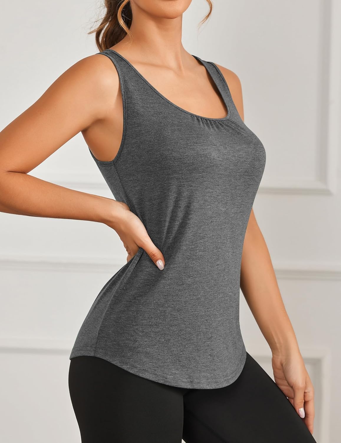 PINSPARK Workout Tops for Women - Lightweight Racerback Tank Shirts | 2-Pack S-3XL for Yoga & Gym
