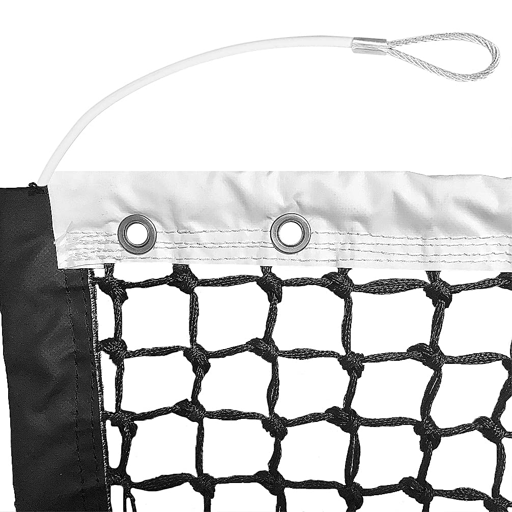 Aoneky Professional Tennis Net 42 ft, Outdoor Replacement Net with 4mm Braided PE & 6mm Steel Cable, 800lbs Break Strength, Includes Carrying Bag, Lacing Rods, Center Strap
