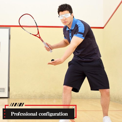 2 Pack Beginner Squash Racquet Set Includes Racquets with Racket Bags Anti Fog Goggles Cases Blue Dot Ball Indoor Gym Sports for Beginners Novice Training Recreational Play