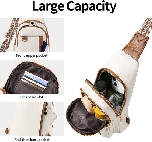 GAEKEAO Sling Bag - Stylish Vegan Leather Crossbody Fanny Pack | Travel Chest Bag for Women