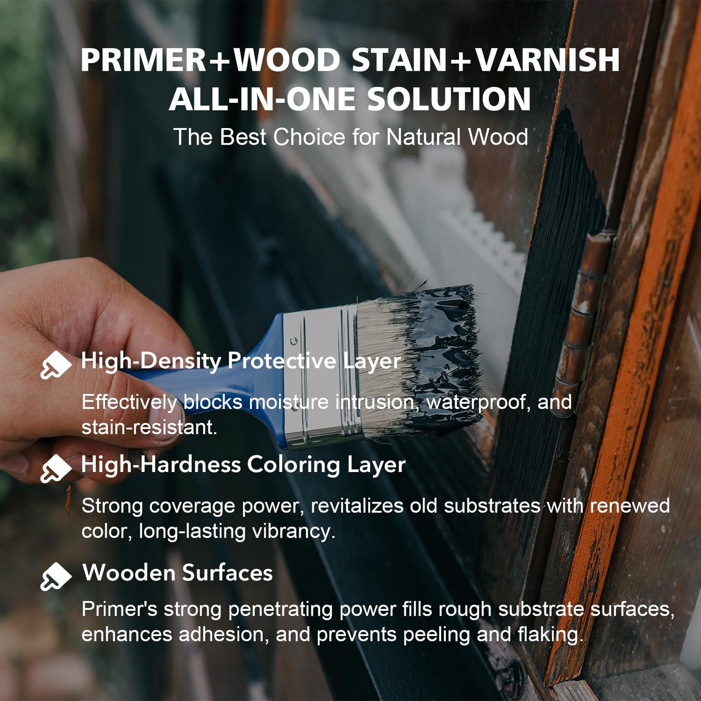 Black Wood Furniture Paint 7.1oz - Water-based & Low Odor All-in-One No Sanding - Cabinet Paint - Matte Finish Indoor Outdoor Liquid Wood for Cabinets, Doors, Tables and Dressers