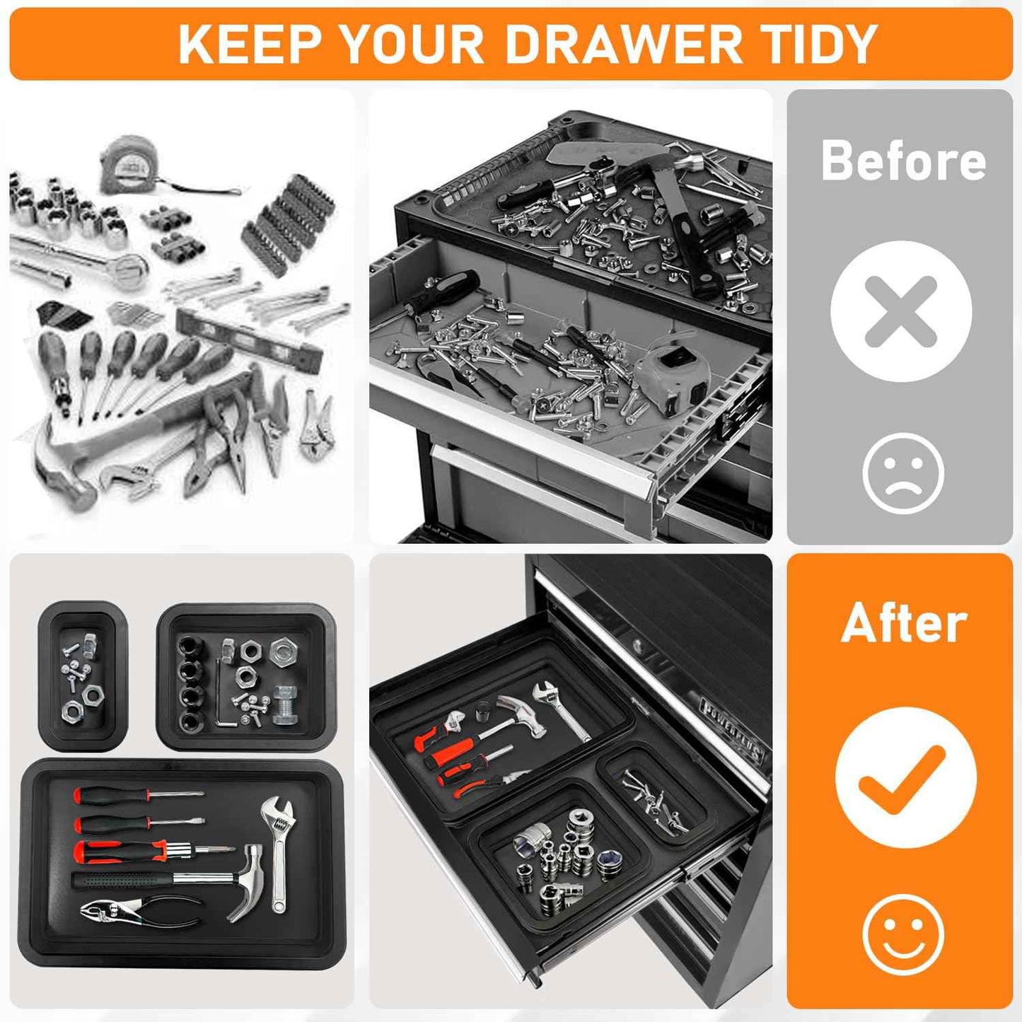 ARTIPOLY Collapsible Magnetic Parts Tray Set, 3 Different Size Foldable Silicone Magnetic Tool Trays for Bolts, Screws, Nuts and Other Small Metal Parts, Mechanic Tool for Men