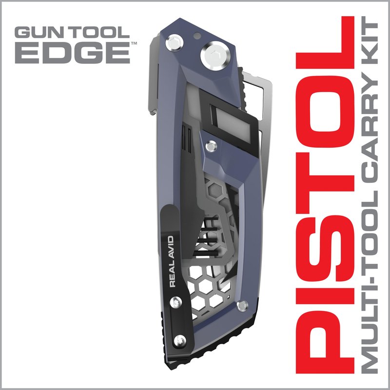 Real Avid Gun Tool Edge Pistol – Compact EDC Multitool with 2.6 Inch Knife Blade, Hex Keys, 3/32" Pin Punch, Nut Wrenches, Tap Hammer and Pick - Everyday Carry Tool for Sight Adjustments & Disassembly