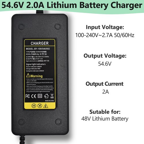 Universal 7-in-1 Replacement Charger - 54.6V 2A Fast Charger for 48V 13S Lithium Battery for Jetson, Gotrax, Razor, Ninebot, Segway, Swagtron, Hiboy ect