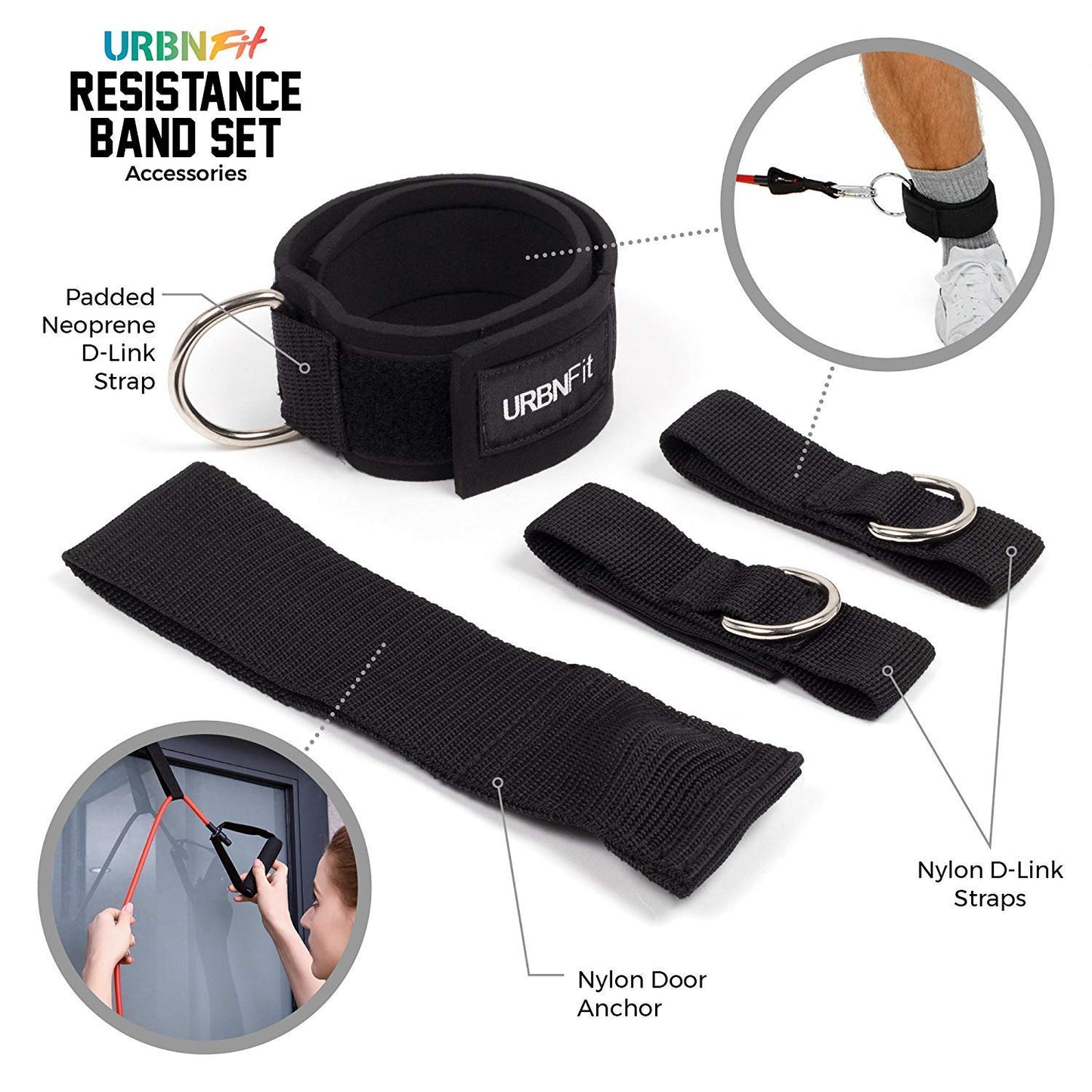 Resistance Bands Set (12 Piece) Includes Door Anchor, Ankle, Wrist Strap, Exercise Guide and Carrying Bag For Strengthening and Training (Pro Series)