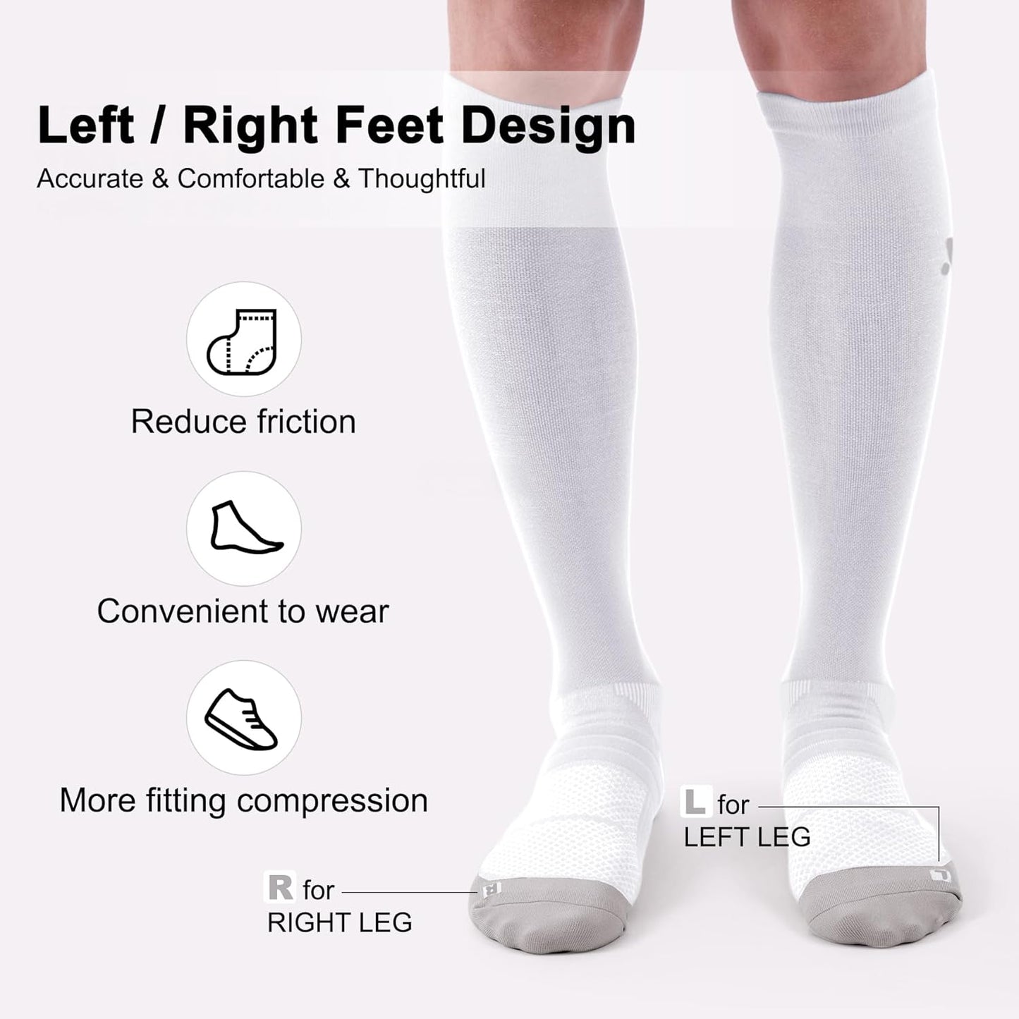 Skiennix Compression Socks - Knee High 15-20mmHg Graduated Support for Nurses & Travelers | 3 Pairs