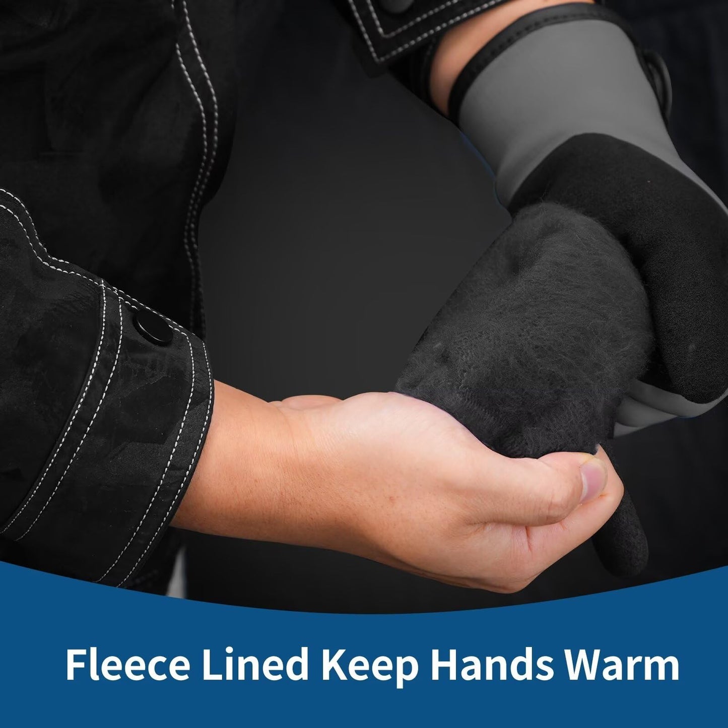 GOESTRIC 100% Waterproof Winter Work Gloves With Grip for Men Women, Thermal Insulated Freezer Gloves In Cold Weather for Working in Freezer, Shoveling Snow, Ice Fishing(Grey/L/1 Pair)