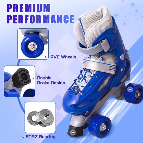 Fotoumgl Rainbow Toddler Roller Skates - Size 4 Adjustable | Light Up Quad Skates for Girls & Boys Beginners Aged 3-12