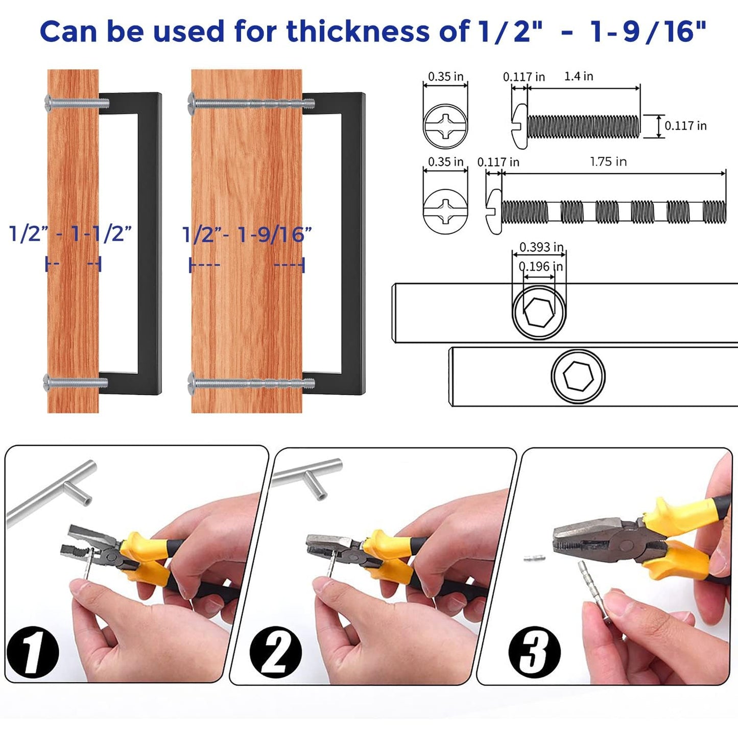 Ravinte 1 Pack 6-1/4 Inch Kitchen Square Cabinet Handles Matte Black Pulls Stainless Steel Drawer Pulls Kitchen Cabinet Hardware Handles