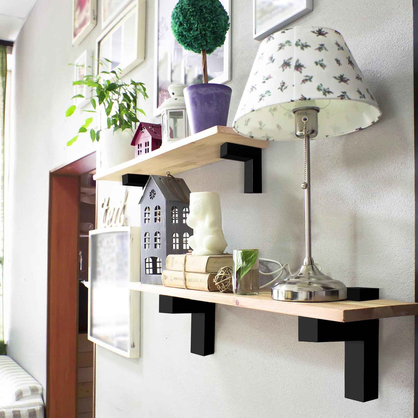 Floating Wood/Glass Shelf Bracket 4 Pcs Glass Shelves Mounting Brackets for 3~28mm Glass Clamps Clip Support Hardware for Wood Shelving, Home Deco, Bathroom Accessories, Cabinets Doors