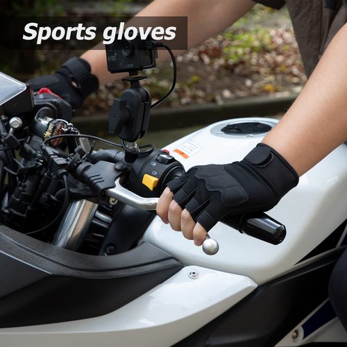 FIORETTO Fingerless Gloves for Airsoft Shooting Half Finger Hunting Hiking Cycling Driving Motorcycle Climbing Work Gloves Black Medium