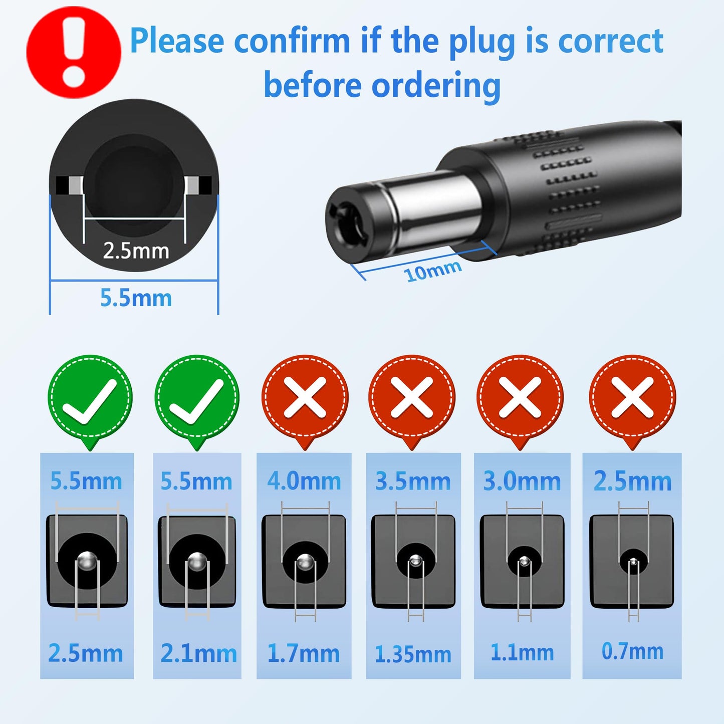 10FT 12V 3A AC Adapter 12Volt Power Supply Charger Cord 100-240V AC to DC 12 Volt 3 Amp for LED Strip Lights CCTV BT Speaker DC12V Charger 3M