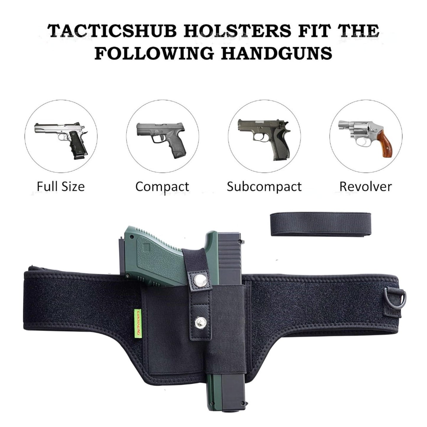 Quick Draw Shoulder Holster - Belly Band Holster for Everyday Comfortable Concealed Carry for Small, Compact and Other Similar Gear, Right Handed, Black 51"