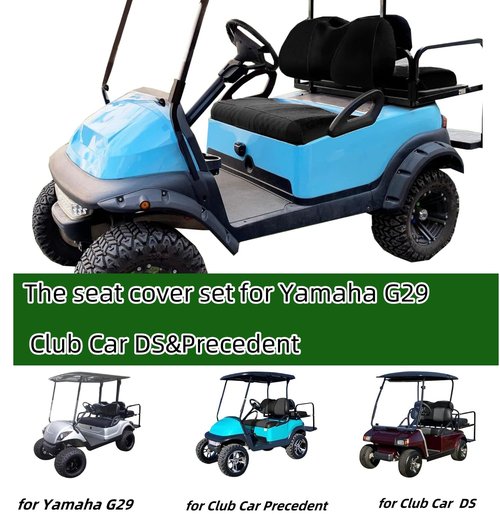 Golf Cart Seat Covers Front Rear seat Covers for Yamaha G29 Drive, Club Car Precedent, Tempo and Star EV, Air Mesh Polyester Fabric Breathable Washable