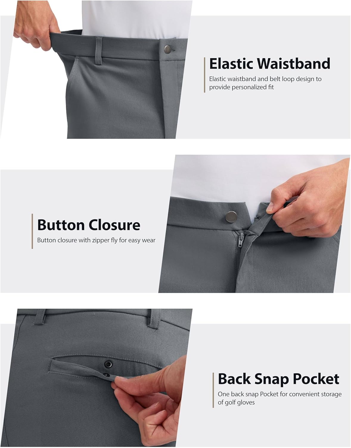 Pudolla Men's Golf Shorts - Quick-Dry Stretch Fabric with 4 Pockets | 7/9 Inch Casual Dress Shorts