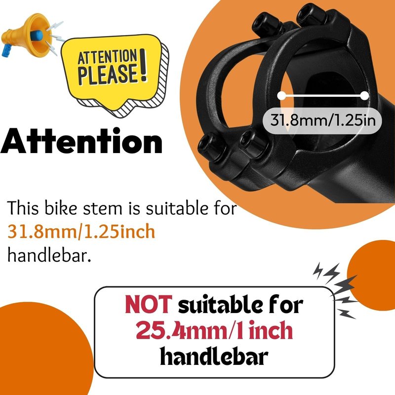 Rmiott 31.8 Bike Stem 70mm Length 35 Degree Bike Handlebar Riser for Mountain Road Bike - Aluminum Black