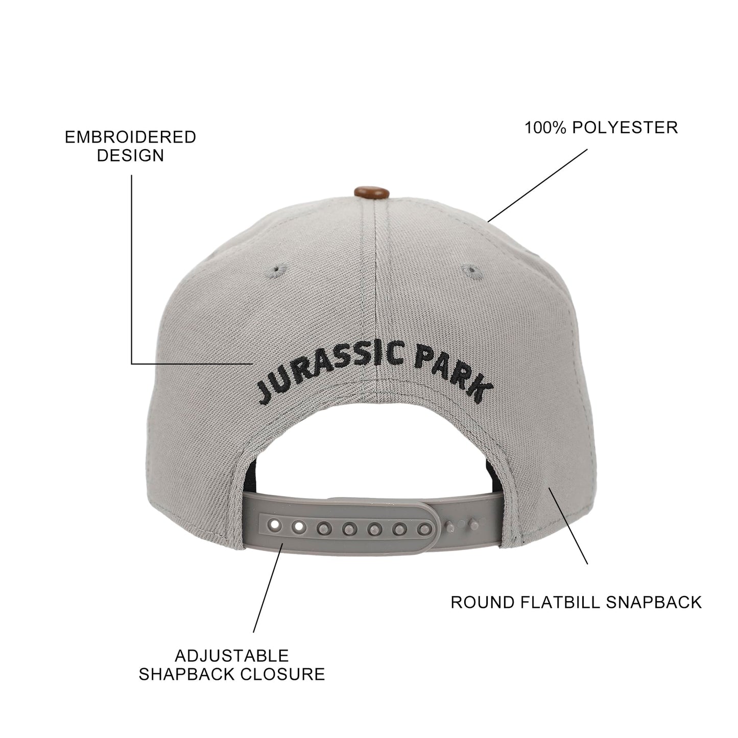 Bioworld Jurassic Park Logo Woven Patch White Snapback Hat
