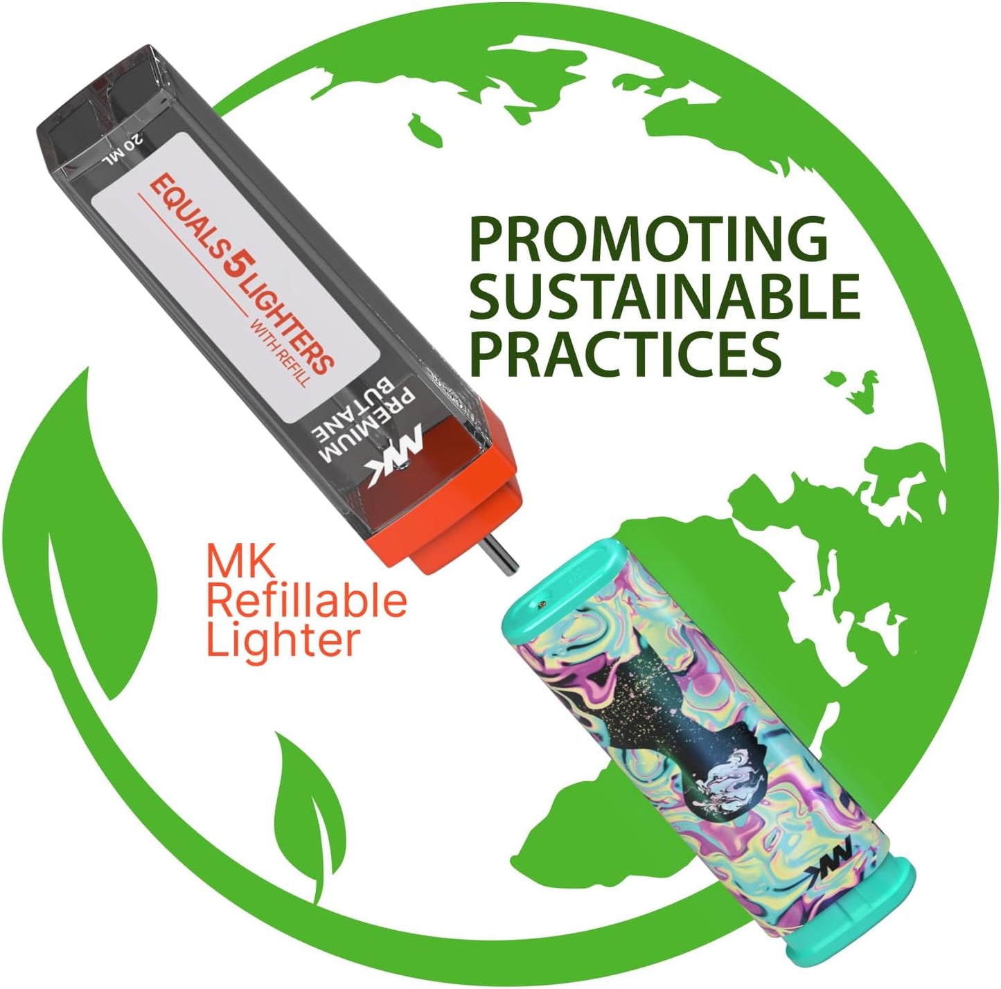 MK Windproof Jet Flame Lighters - 5PCS Striking Design for Candles, Camping & Outdoor Use | Butane Refillable