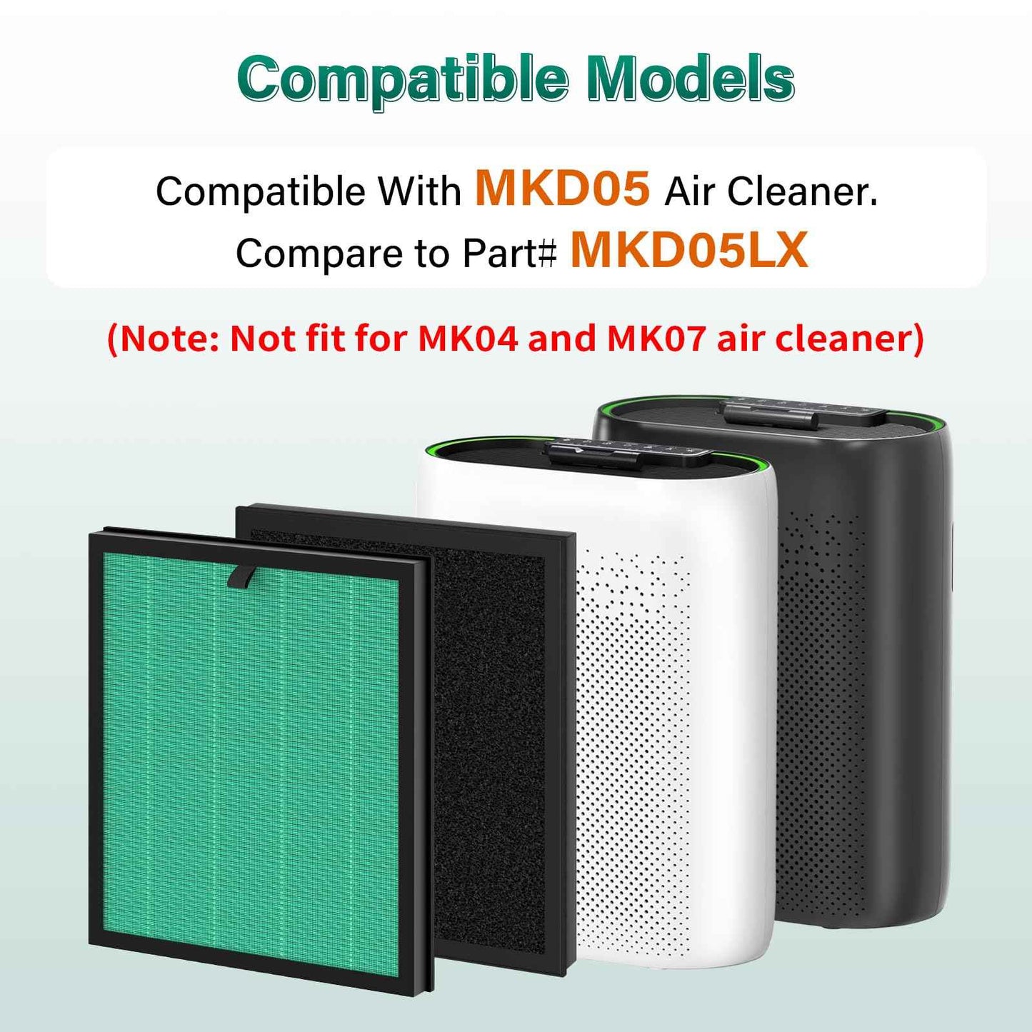 2 Pack MKD05 Air Filter Replacement Compatible With Aroeve MKD05 Air Puri-fier. 4-In-1 Air Filter True HEPA Filter Replacement For MKD05 Air Puri-fier - Pet Dander Version. Compare to Part MKD05LX.