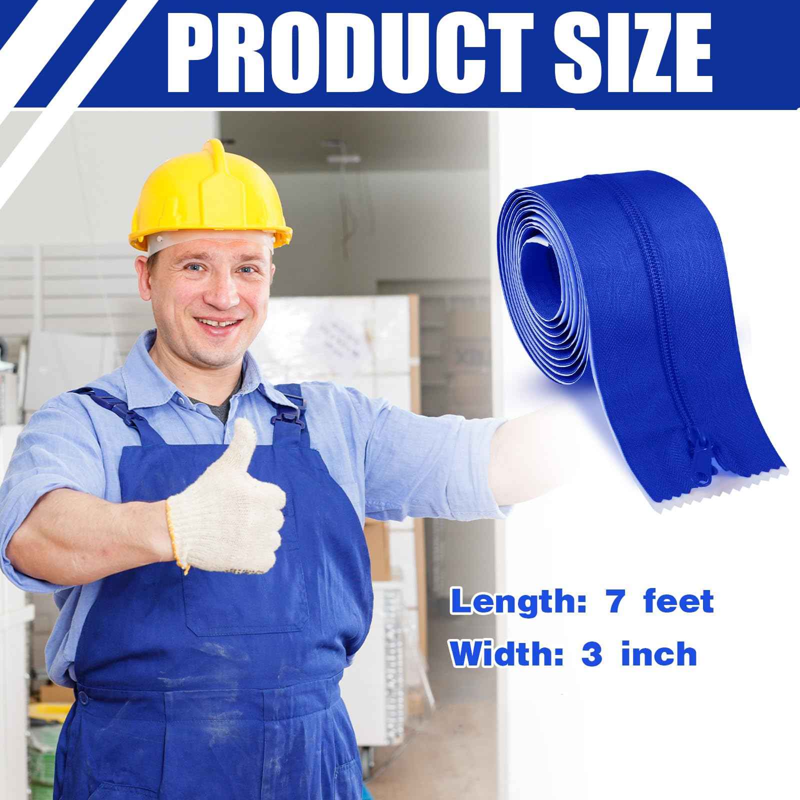 Tigeen 4 Roll Heavy Duty Zipper for Dust Barriers 7 ft x 3 Inch Greenhouse Zipper Self Adhesive Construction Zip Door for Tent Accessories