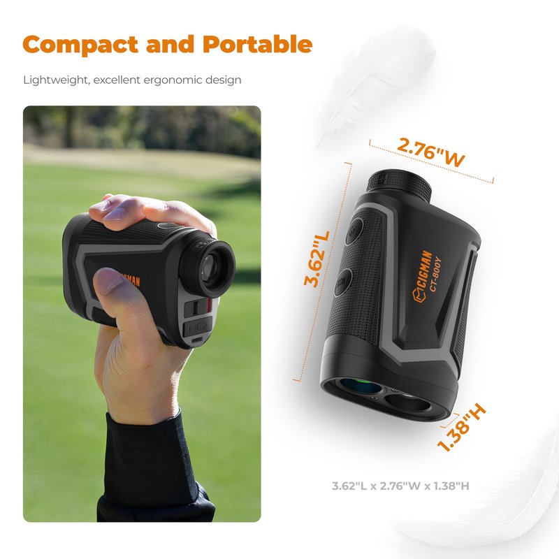 CIGMAN Golf Rangefinder with Slope, 850 Yards Laser Golf & Hunting Rangefinder, Flag Pole Locking Vibration, USB Rechargeable Range Finder with 6X Magnification, Lightweight