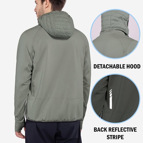 Baleaf Men's Lightweight Running Jacket - Warm Puffer Coat for Hiking & Golf | Insulated with Thumbholes