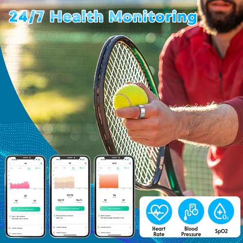 KYUHJU Smart Health Ring for Women Men,Fitness Rings Tracker with Blood Pressure Monitor Heart Rate Blood Oxygen Sleep Monitor IP68 Waterproof Step Counter Calorie Tracker Health Rings g6b4t6n4t