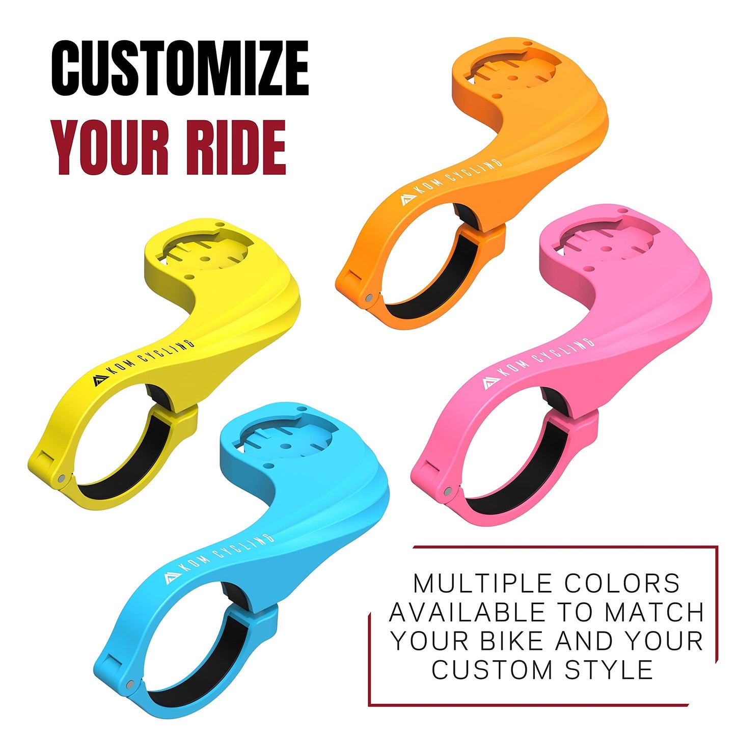 KOM Cycling Orange Garmin Bike Mount from Garmin Edge Mount Designed for Garmin Edge 530 and Other Garmin Models