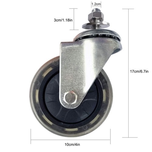 4'' Quiet Rubber Wheel Replacement for Hoverboard Seat Attachment (Single Bolt Type) (4'')
