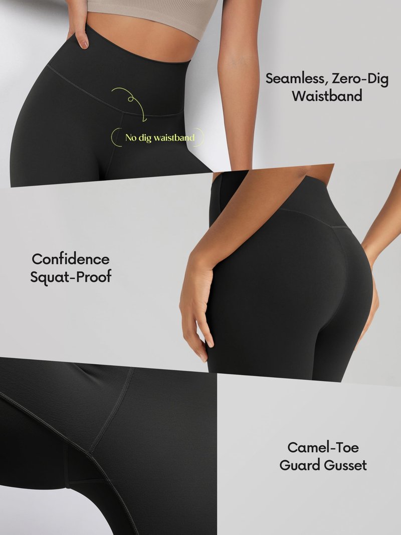 ODODOS Buttery Soft Lounge Yoga Leggings for Women Full Length 28" High Waist Yoga Pants, Black, Large