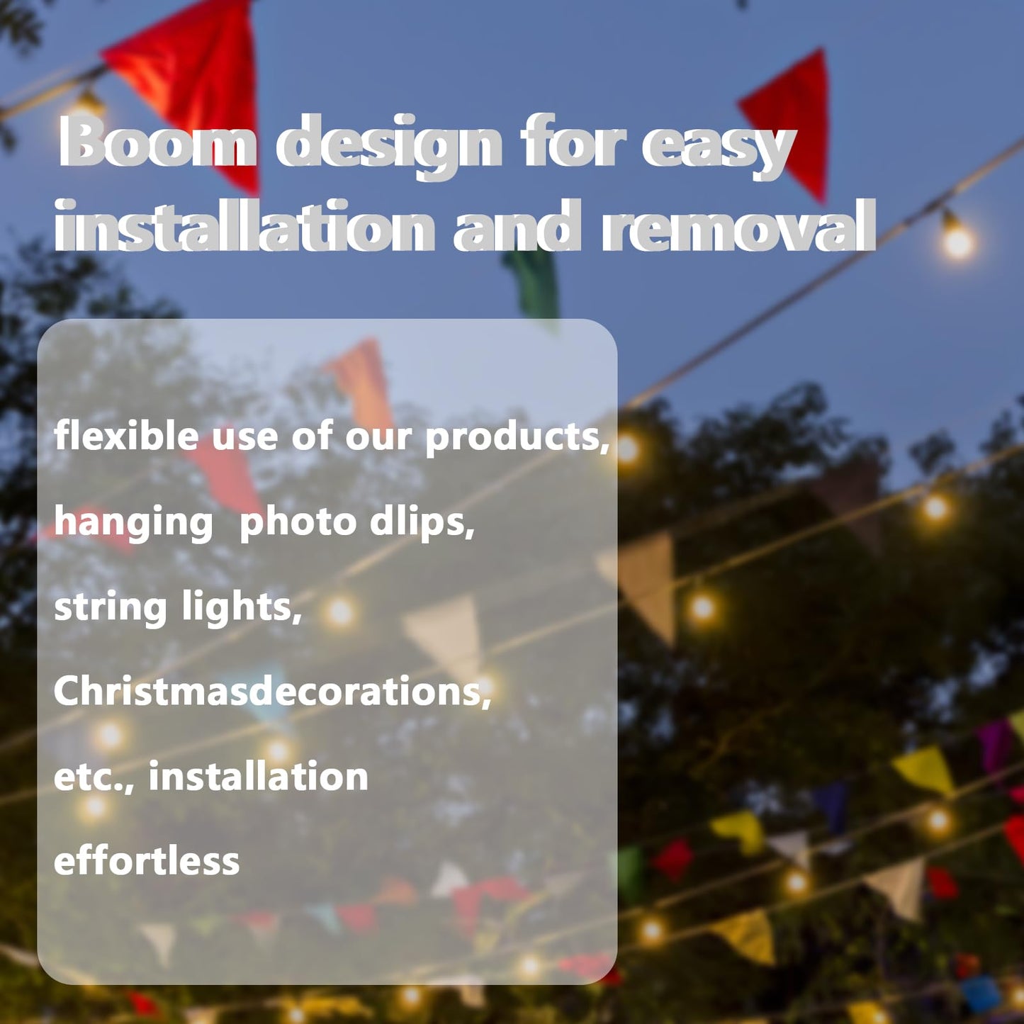 IBCXBIO 4 Pack String Light Poles,Hanging Light Poles for Outdoor String Lights, Metal Suspension String Light Poles with Carabiner,Hanging Light Poles for Deck Fence Garden Backyard Wall Bistro